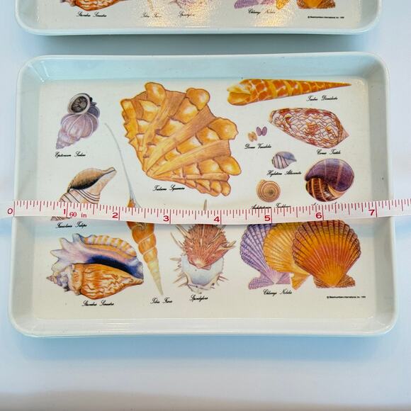Vintage 1986 Melamine Sea Shell Trays 7"X5.5", Set of 2 - Picture 7 of 8